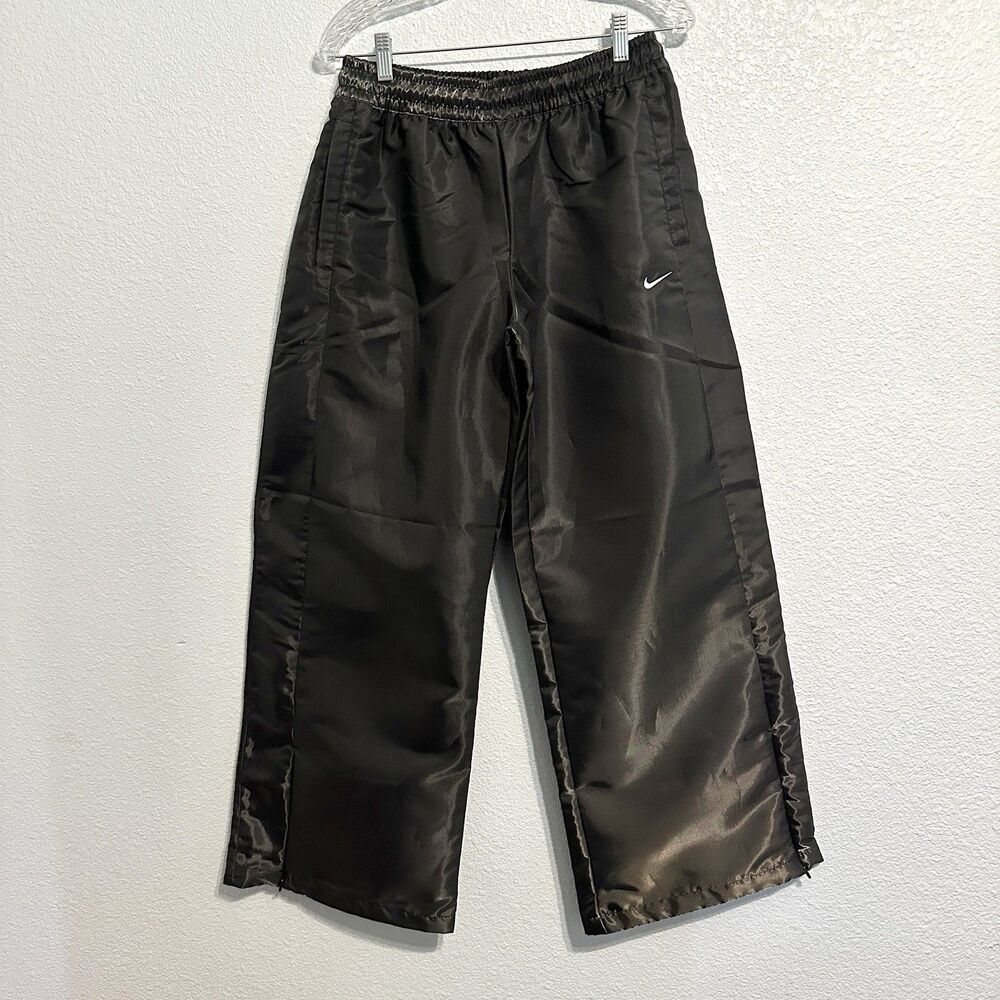 Nike Sportswear Windrunner Women's Shine Pants Black Wide Leg Size Small Baggy